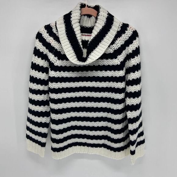 Catherine Malandrino Sweaters - Catherine Malandrino Black White Stripe Knit Cowl neck Sweater NWT womens S